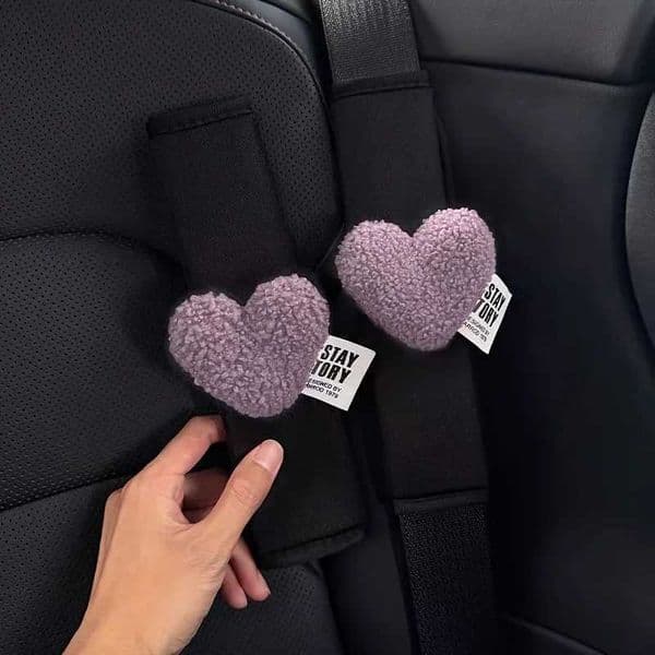 2pcs Love Heart Car Styling Seat Belt Cover Soft Chest Protection Car Seatbelt Shoulder Pad Neck Support Cushion Safety Belt Pad Z260526