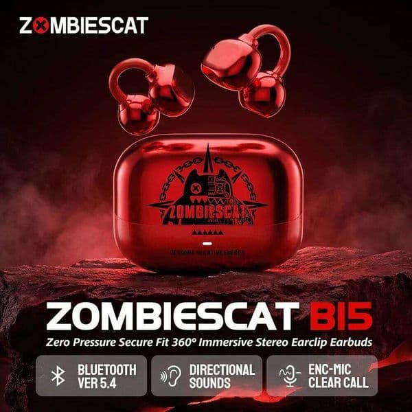 Zombiescat B15 OWS Ear Clip Earphones 360 Immersive Stereo BT 5.4 Headphone IPX4 Waterproof Sports TWS Wireless Earbuds 26Y0526