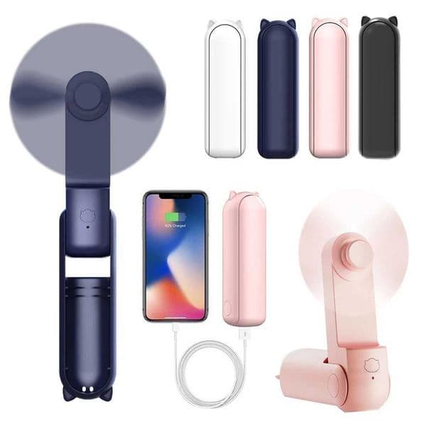 Portable Mini Handheld Fan Small Pocket Fan USB Rechargeable Battery Fan Folding Cooling Hand Fan Mini USB Fan with Power Bank Z260526