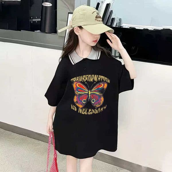 Sweet and cute casual POLO short-sleeve shirt for young children 2026 summer lightweight breathable fashionable Korean-style short-sleeve for girls L260521ICH3