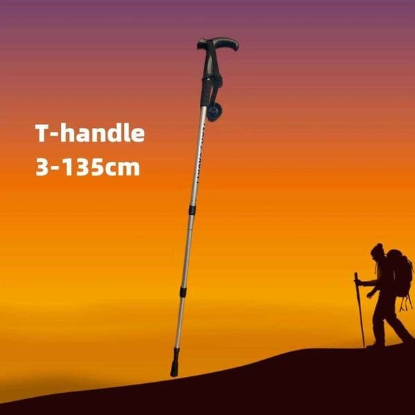 135cm Aluminum Trekking Pole with T Handle Light Hiking Alpenstock Telescopic Extendable Walking Stick Rod Climbing Accessories W260526