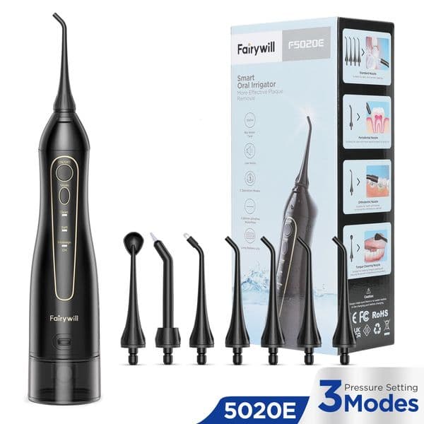 Fairywill Water Flossers Oral Irrigator Rechargeable Portable Dental 3 Modes Water Tank for Teeth 300ML Waterproof Teeth Cleaner 260520