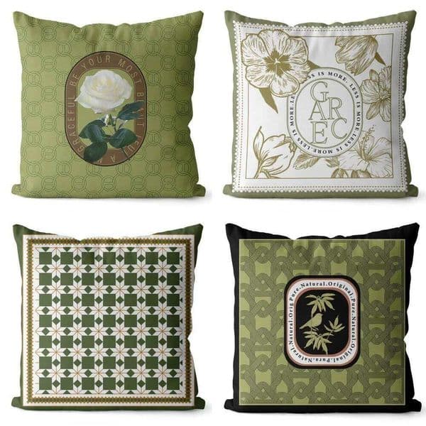 Retro Green Short Plush Pillow Case, American Luxury Style Printed Cushion Cover for Sofa Bedroom Office Home Decoration 26L0526