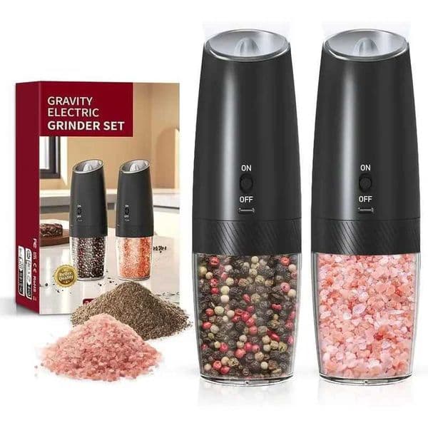 Gravity-Activated Salt Pepper Grinder Set - 2-Pack Rechargeable Electric Mills with LED Light No Batteries Adjustable Coars L260526