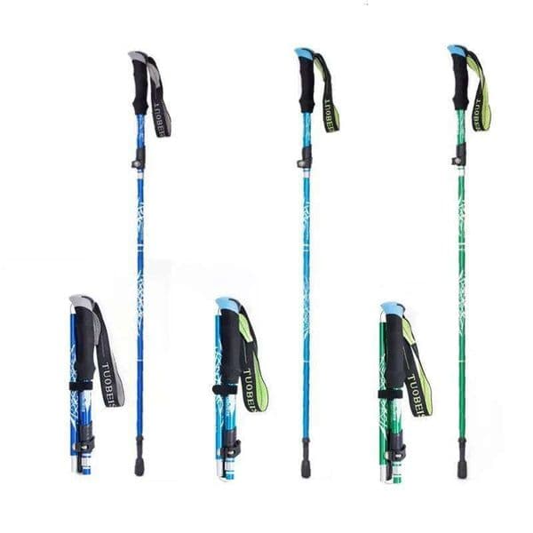 Ultralight Folding Trekking Pole Aluminum Alloy Anti Shock Alpenstock Snow Walking Outdoor Climbing Hiking Stick W260526