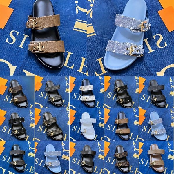 Designer Bom Slippers women Shoes Leather sandal Slipper Casual Shoe Woman Flat Slide Indoor Outfit Outdoor 36-45