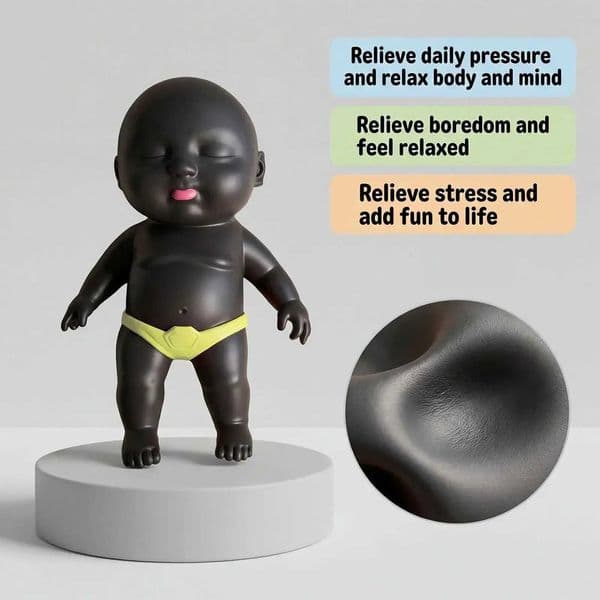 Natasha Little Black Doll Stress Relief Toy Palm Rubber Black Man Pinch Music Slow Rebound Release Stress Relief Small Gift Q260526