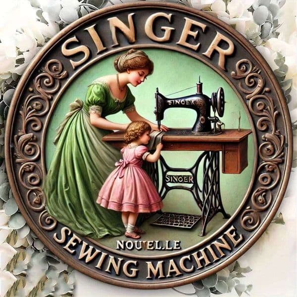 Vintage-Style 7.8 Inch Metal Singer Sewing Machine Sign Plaque - Distinctive Iron Wall Decoration with Retro Aesthetic 26Y0526