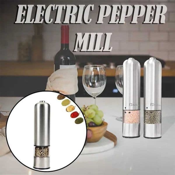 1pc Electric Salt Pepper Grinder Automatic One Handed Stainless Steel Grinders Adjustable Coarseness For Automatic Gravity Herb L260526