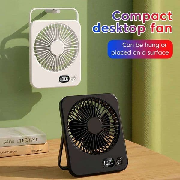 Mini Portable Desktop 5 Speed Adjustment Type C Rechargeable Table Small LED Fan For Student Dormitory Home Desk Office 26L0526