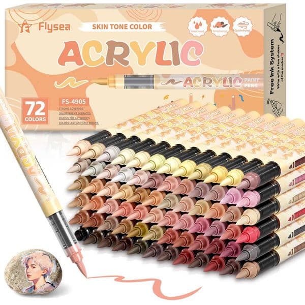 Skin Tones Art MarkersSoft Brush Tip Acrylic Paint PensQuick-Drying Waterproof for SketchingWoodGlassFabricRocks Painting L260525