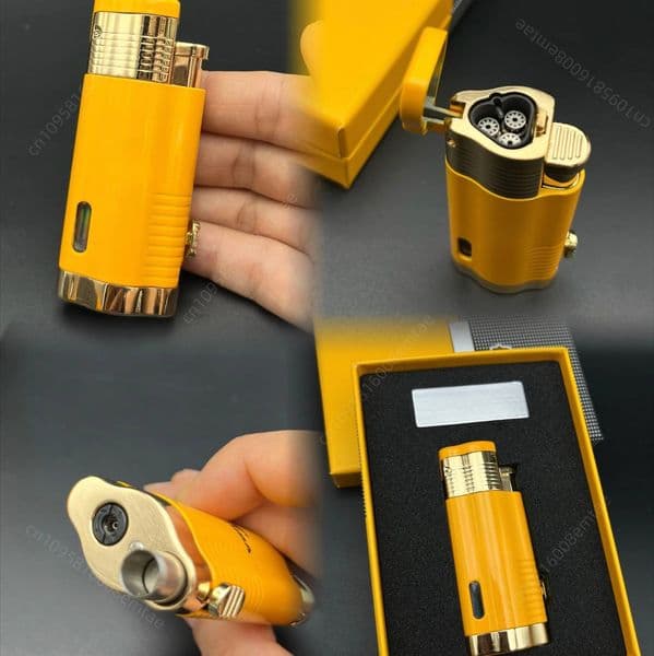 New Three Flame Multifunctional Transparent Oil Tank Lighter, Cigar Accessories, Men's Gift