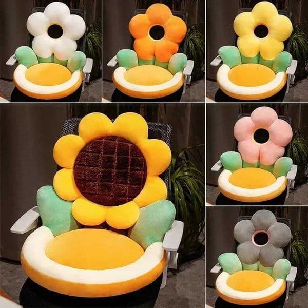 New Cartoon Cushion Semi-Enclosed Backrest Buttock Office Chair Waist Support Flower Futon Floor Mat H260525