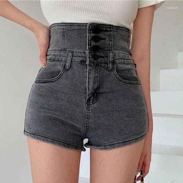 Women's Shorts Denim 2026 Korean High Waist Button Jean