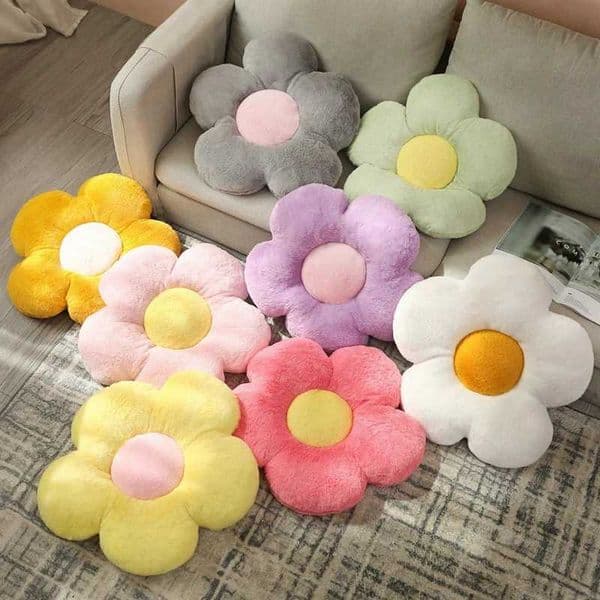 12/35cm Stuffed Five Petal Flower Cushion Girly Room Decor Sunflower Pillow Bay Window Pink Flower Sit Bedroom Seat Pillow H260525
