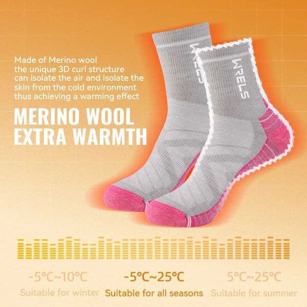 WRELS 1/2/3Pairs Merino Wool Socks Thick Hiking Socks Thermal Socks Moisture Wicking Running Hiking Anti-slip Winter Wool Socks M260526