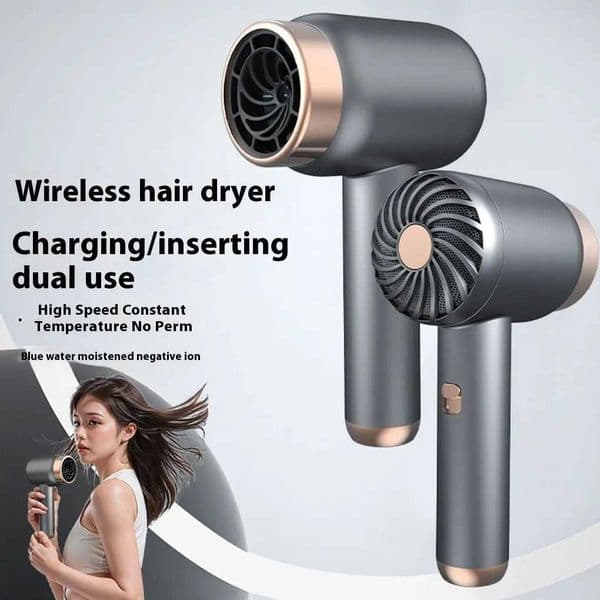 USB Charging Cordless Hair Dryer Travel Wireless Hair Dryer Home Rechargeable/Plug-In Negative Ion Hair Cold Portable Dormito L260526