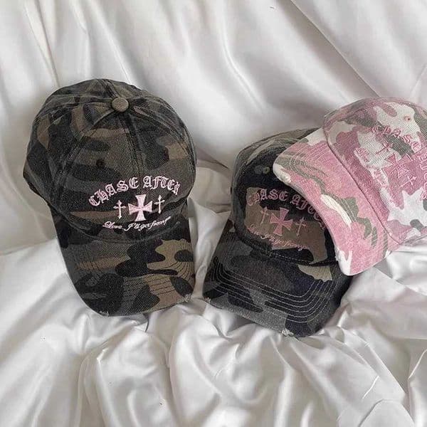 Retro old cross-stitch camouflage baseball cap for men and women matching face small new casual soft top Sun baseball cap H260525