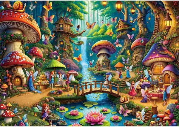 Rocorose 500 Piece Puzzles for Adults House Jigsaw Challenging Fairy Mushroom Village Puzzle Holiday Party Educational Game Birthday Festival Gif X260525