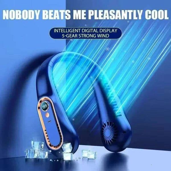 Hanging neck style leafless portable USB charging air cooler comes with 5-speed adjustment and LED display 26L0526