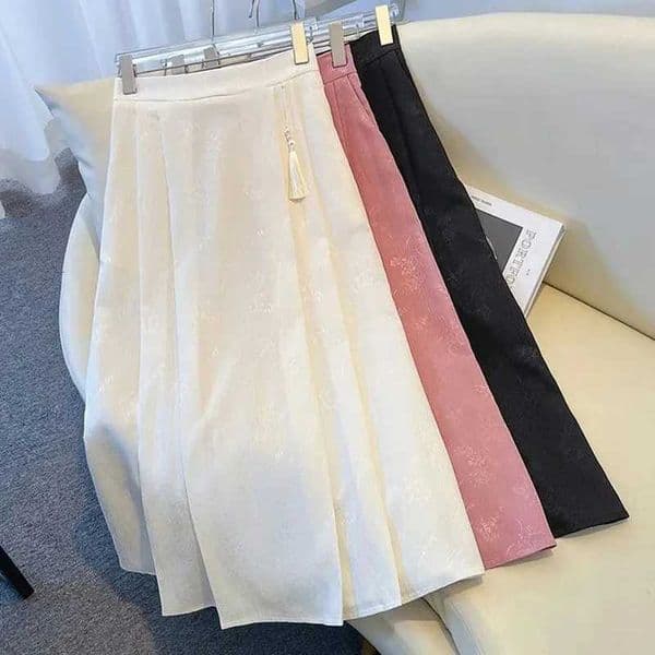 2024 Summer Women Fashion New Chinese Traditional Skirts Girls Comfortable Baggy Elastic Dress Female Versatile Slimming Skirts M260525