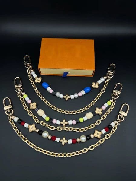 Fashion Beaded Pearl Bag Chain Strap Gold Tone Replacement Shoulder Crossbody Strap for Womens Handbags