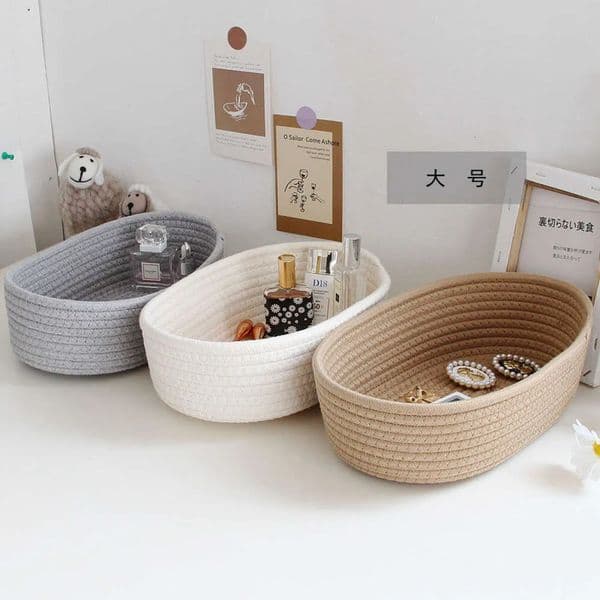 art Designer Home Decor Basket Cotton Rope Woven Cosmetic Organizer Kids Toys Desktop Sundries Storage Box Laundry Baskets Free Shipping 7