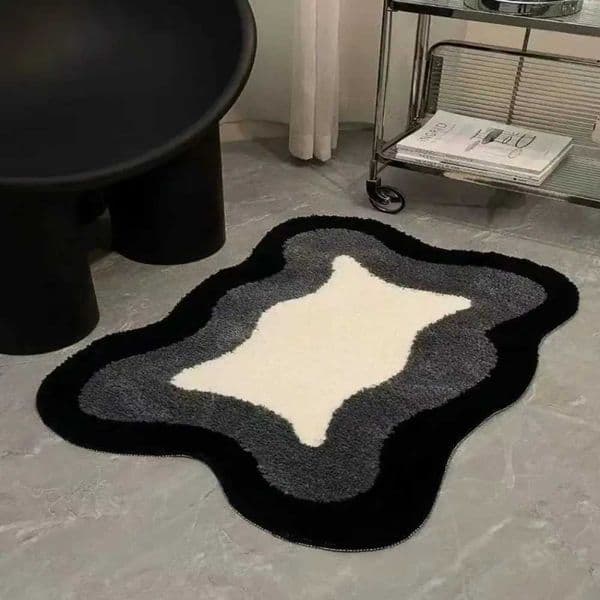VIKAMA Scandinavian Style Abstract Carpet Black And White Grey Geometric Carpet Living Room Bedroom Ins Style Home Decoration W260525