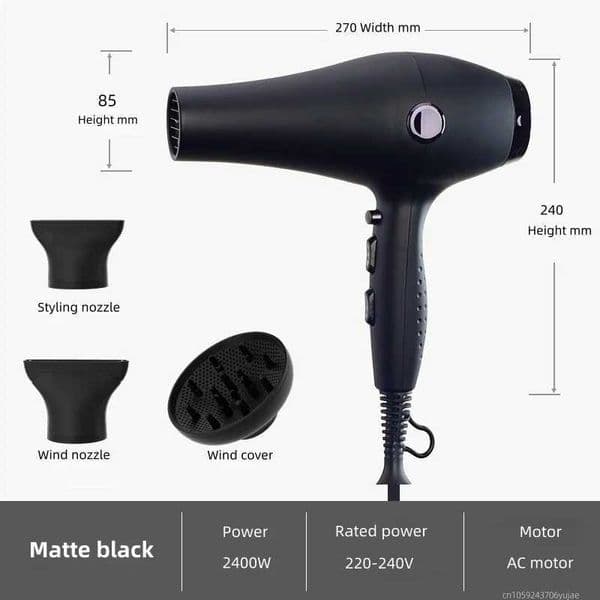 Salon Professional Hair Dryer 2400W High-Power Strong Air Volume With Fan Hood Professional Hair Salon Hair Dryer Genuine L260526