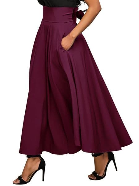 In Dresses Solid Color Aline Skirts for Woman Clothing High Elastic Waist Long Skirt Women With Bow Elegant Womens 260527
