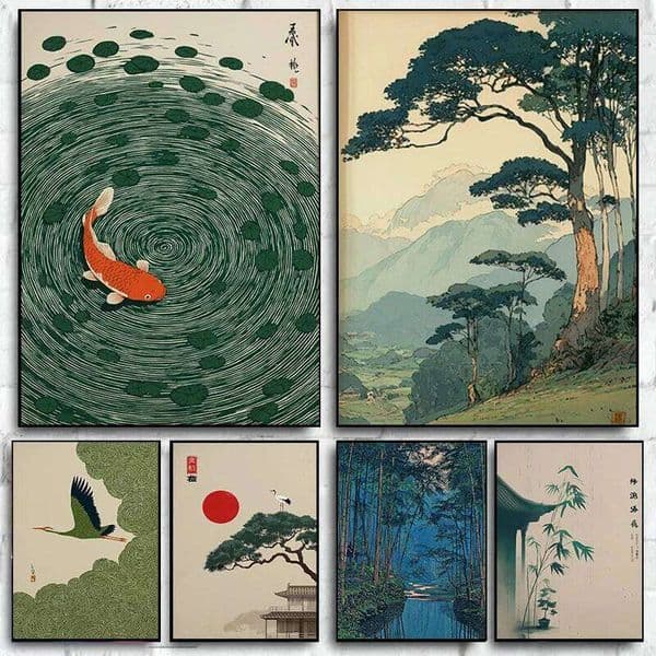 Tree Canvas Printing Japanese Home Digital Download Living Room Bedroom Wall Art Decoration Gift Post W260527