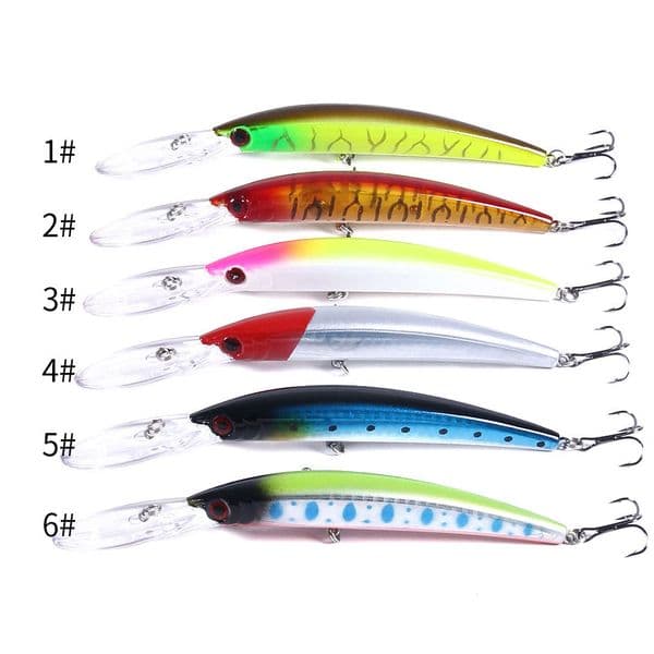 15cm/15g Long-tongue board deep diving Mino slow-sinking lure, simulated fish, stream sea fishing, pearl bait