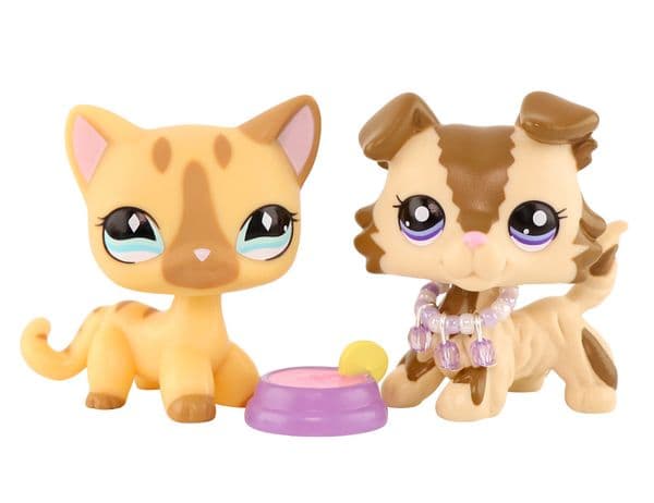 2 pcs LPS Toy Mini Pet Shop Little Pet Figure Shorthair Cat 886 Collie 2210 Collectible Kid Gift Playset