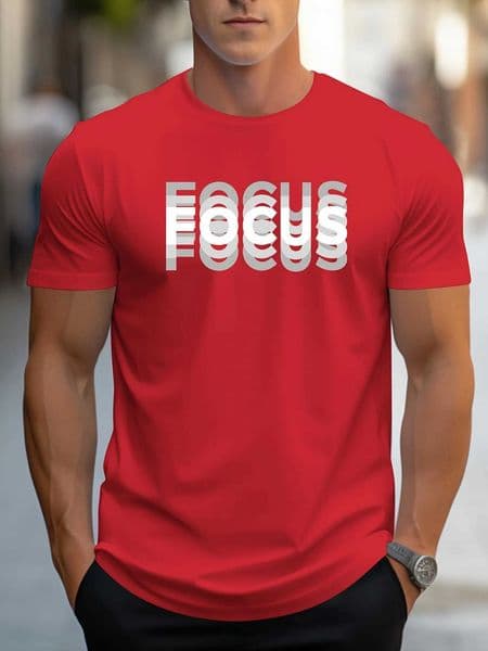 Mens 100 cotton casual sports loose oversized Focus print round neck short slved T-shirt top D260527