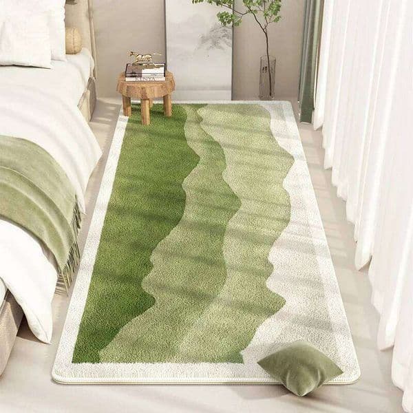 Modern Style Rugs for Bedroom Thickend Plush Bedside Floor Mat Washable Living Room Decoration Green Carpet Home Fluffy Soft Rug 26Y0527