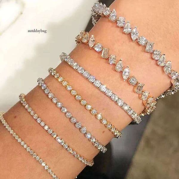 Premium Jewelry Iced Chain 9k 10k 14k Gold Pure Sier Tennis Bracelet