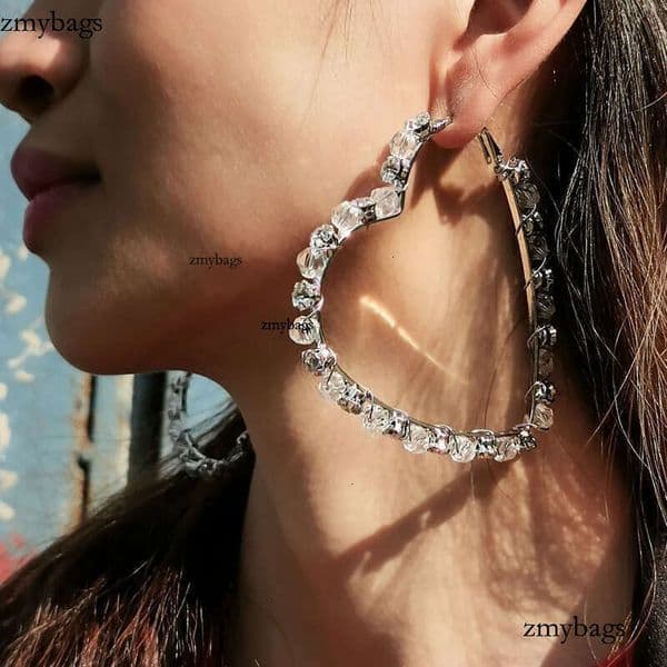 womens females ladies punk DJ exaggerated extra big heart Rhinestones dias drop earrings dangler studs eardrop
