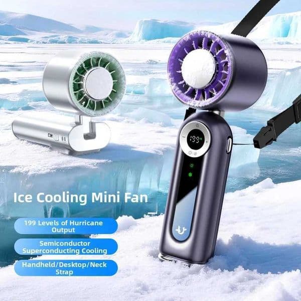 New Handheld Fan Semiconductor Cooling Foldable Small Fan Hanging Around The Neck Portable TurbofanR260527