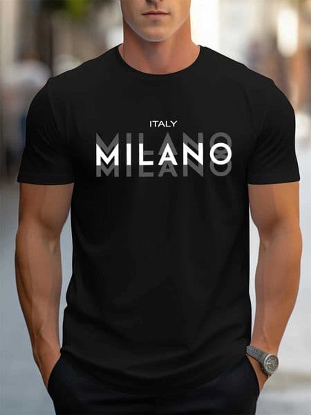 Summer mens 100 pure cotton casual loose fit plus size ITALY MILANO printed comfortable round neck short slved T-shirt top D260527