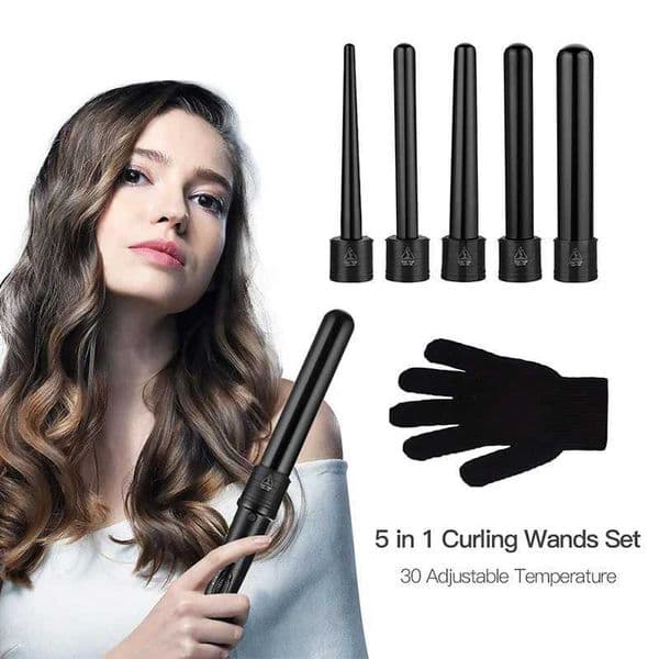 Professional 5 in1 Electric Hair Curler Rollers Set 5 Interchangeable Ceramic Barrels Tourmaline Heater Temperature L260526