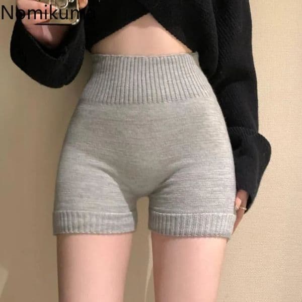 Knitted Warm Shorts for Women Korean Fashion Short Mujer High Waist Casual Solid Color Y2k Pants Pantalones Cortos De Mujer 260527