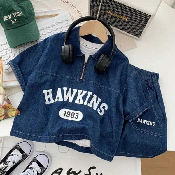 Boys Cotton Summer Suit Baby Fashion Print Clothes Children Korean Handsome Short-sleeved Shirt Denim Shorts 2pcs Se 251217 Y260527