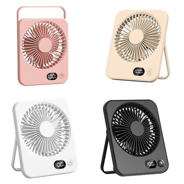 Desk Fan Table Portable USB Rechargeable 180 Tilt Folding Personal With Power Display 5 Speeds Ultra Quiet Z260526SFZJ
