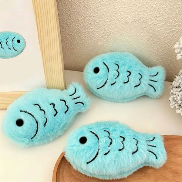 Cute Plush Fish Keychain with Beaded Chain, Kawaii Backpack Charm for Girls