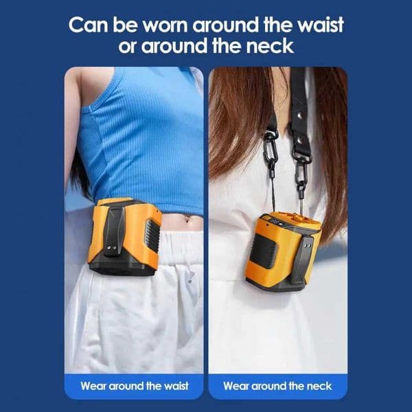 Waist Fan Rechargeable Waist Clip Fan with Led Flashlight Portable Hanging Rope Fan Wearable Neck Lanyard for Outdoor CampingR260527