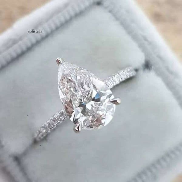 Sterling Silver Eternal Pear Shape Water Drop moissanite Engagement Wedding Ring Jewelry Women Gift
