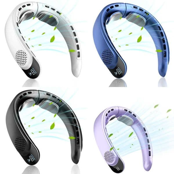 4000mAh Leafless Portable Neck Fan Turbine Vaneless Design 3 Gears Super Strong Wind Fast Cooling Digital Display for Outdoor Z260526C970