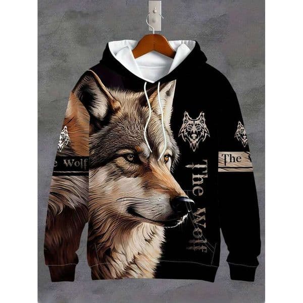 New European and American autumn men's animal print micro elastic comfortable hooded sweatshirt outdoor urban fashion clothing