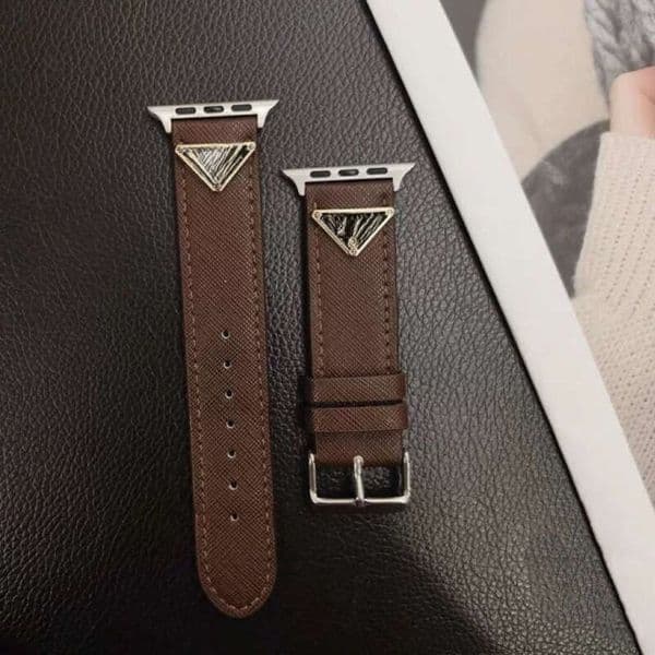 PRA Smartwatch Luxury Watch Band Suitable For Iwatch Watch Triangle Logo Leather S10 S9 Ultra Watch Strap S8 S7 Strap Accessories 40 41 42 44 45 49mm Smart Watch