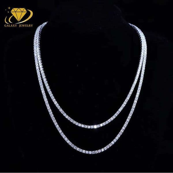Classic 4mm Pass Tester Hip Hop Iced Out Vvs Silicon Stone Sterling Sier Tennis Chain Necklace